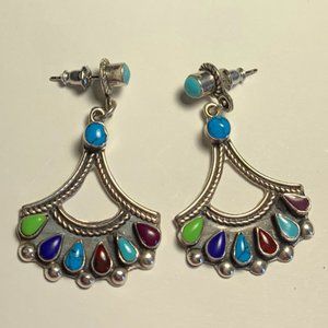 Vintage Pre-Owned Gemstone Sterling Silver Earrings